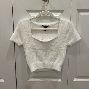 Forever 21 white furry sweater tee